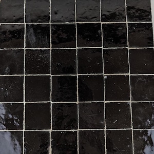 1 Square Feet Black Zellige Tiles 2''x2'' - Tiles For Home Decor - Bathroom , Kitchen Floors and Walls -Outdoor & Indoor Bejmat Tiles