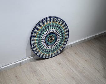 Exceptionel Handcrafted Zellige Mosaic Tabletop: Moroccan Ceramic Tiles