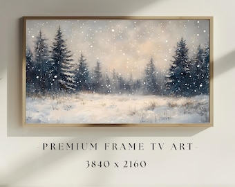 Muted Snowy Christmas Frame Tv Art, Winter Forest Frame TV Art, Snowy Evergreen Landscape Digital Download, Cozy Winter Scene TV Screensaver