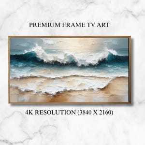Blue Summer Frame Tv Art Samsung Frame Tv Art Abstract Ocean Waves Soft Blue Seascape Beach Painting Tv Art Cool Toned Textured Screensaver