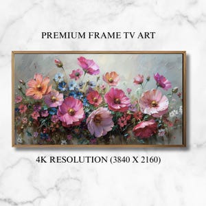 Frame TV Art Spring Flowers Frame Tv Spring Wildflowers Decor Vintage Farmhouse TV Art Textured Spring Wildflowers Painting Frame Tv Flowers