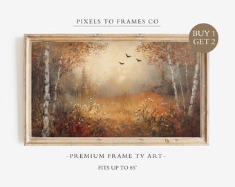 Autumn Forest Frame TV Fall Art, Vintage Fall Art for Samsung Screen, Antique Fall TV Wallpaper, Moody Fall Oil Painting, Earth Tone Decor