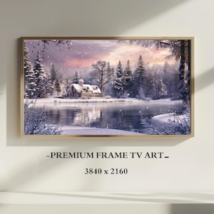 Winter Forest Painting Samsung Frame TV Art, Snowy Pine Trees Art for TV, Vintage Winter Landscape, Farmhouse Decor, Digital Download