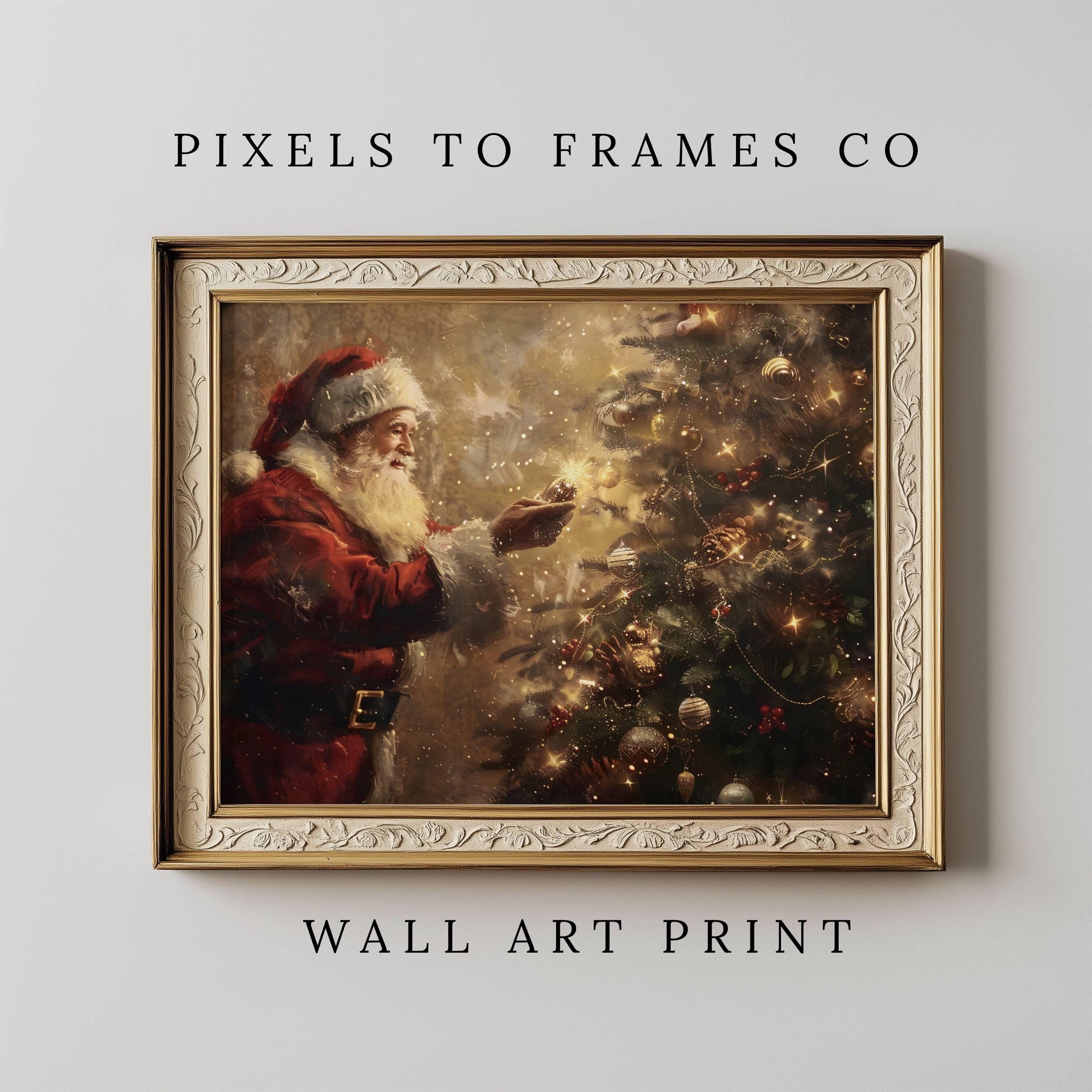 アメリカングラスサイン サンタアンティーク金箔 ビンテージ Vintage