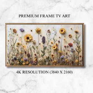 Frame TV Art Spring Flowers Frame Tv Spring Wildflowers Decor Vintage Farmhouse TV Art Textured Spring Wildflowers Painting Frame Tv Flowers
