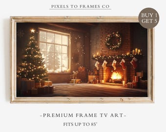 Fireplace Christmas Frame TV Art, Vintage Holiday TV Screensaver, Moody Festive Farmhouse Décor, Instant Digital Download, Winter TV Art