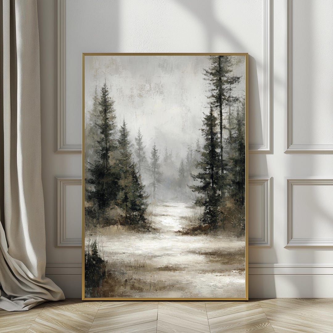 Winter Landscape Wall Art | Snowy Forest Christmas Print | Neutral ...