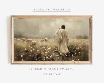 Jesus and Lamb Frame TV Art, Carry You Home Painting, Jesus Leave the 99, The Good Shepherd Screensaver, Christian Home Decor, LDS Art