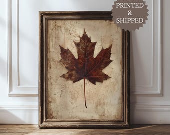 Vintage Autumn Print Leaf Painting, Botanical Wall Art, Thanksgiving Decor, Rustic Fall Decor Wall Art, Neutral Rustic Print, MAILED PRINTS