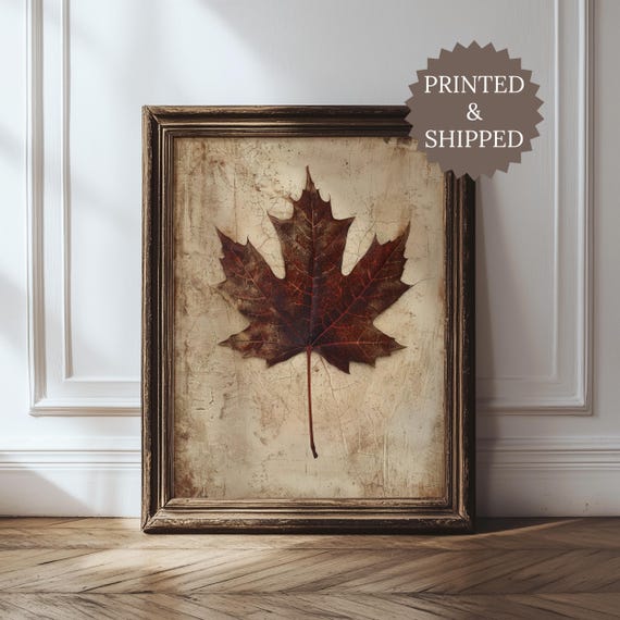 Vintage Autumn Print Leaf Painting, Botanical Wall Art, Thanksgiving Decor, Rustic Fall Decor Wall Art, Neutral Rustic Print, MAILED PRINTS
