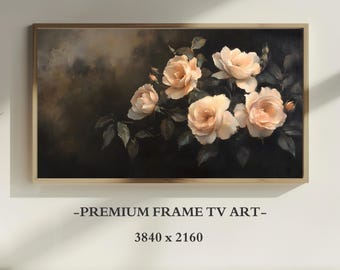 Vintage Flowers Frame TV Art, Summer Tv Art, Vintage Floral Still Life, Samsung Frame TV, Easter Screensaver, Dark Academia Moody Decor