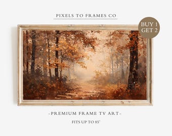 Autumn Forest Frame TV Art, Vintage Fall Art for Samsung Screen, Antique Fall Trees TV Wallpaper, Farmhouse Wall Decor, Moody Fall Painting