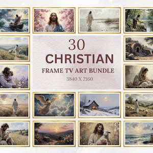 Christian Frame Tv Art Bundle Set of 30, Jesus and Kids, Christianity Jesus Frame TV Art, Vintage Jesus Painting, Bible TV Art Digital