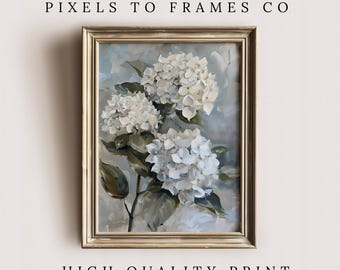 Impressionist Hydrangea Flower Print, Botanical Spring Painting, Easter Floral Decor, French Country Wall Art Printable, Digital Download