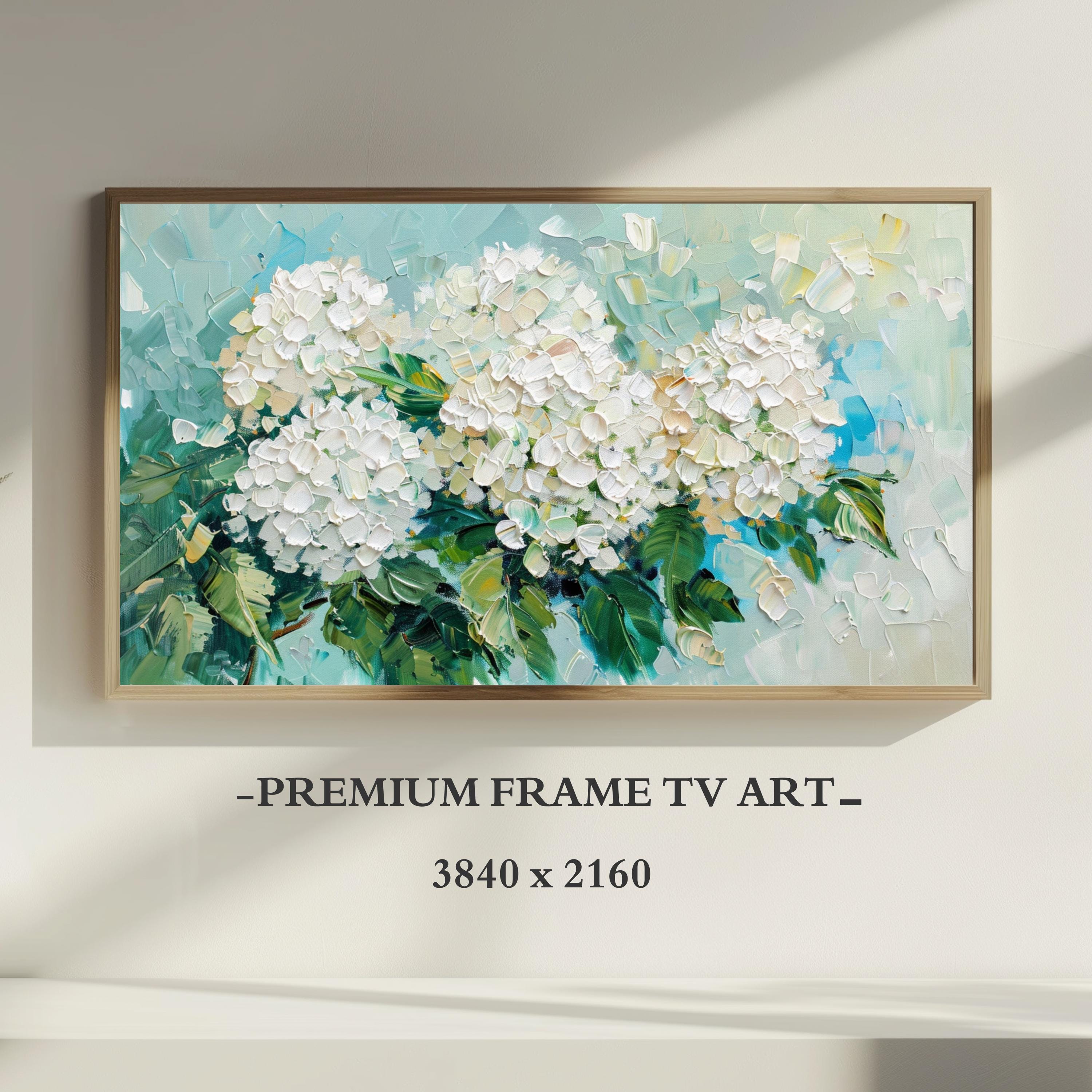 Frame TV Spring Art, Spring Digital Download, White Hydrangea
