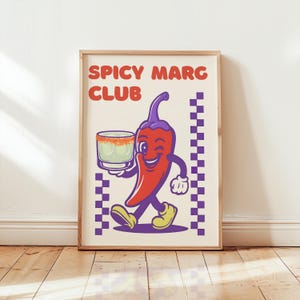 Spicy Marg Club Kunstdruck, Cocktail Poster, Küchen Prints, Barwagen Print, Prost Druck, Retro Wandkunst, Margarita Druck, Wohnung Dekor