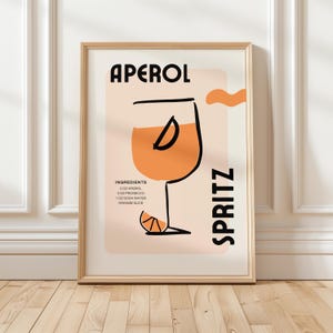 Impresión de Aperol Spritz, Arte con receta de cóctel, Impresión de carrito de bar, Póster minimalista, Decoración de carrito de bar, Póster de cócteles, Aperol Spritz