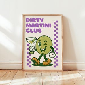 Dirty Martini Club Print, Cocktail Poster, Küchen Prints, Bar Warenkorb Print, Prost Druck, Retro Wandkunst, Martini Print, Wohnung Dekor