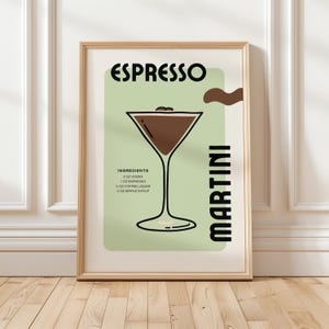 Espresso Martini Druck, Cocktailrezept Kunst, Signature Drink, Cocktail Poster, Bar Warenkorb Druck, Trendige Wandkunst, Bar Warenkorb Dekor