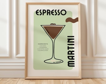 Espresso Martini Recipe Print: Trendy Bar Cart Wall Art