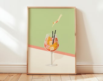 Aperol Spritz Print: Trendy Bar Cart Wall Art