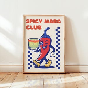Spicy Marg Club Kunstdruck, Cocktail Poster, Küchen Prints, Barwagen Print, Prost Druck, Retro Wandkunst, Margarita Druck, Wohnung Dekor