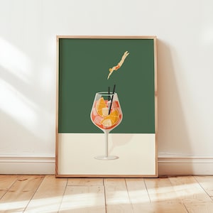 Aperol Spritz Print, Barwagen Print, trendige Wandkunst, minimalistisches Poster, Barwagendekor, Cocktail Poster, Housewarminggeschenk, Aperol Spritz
