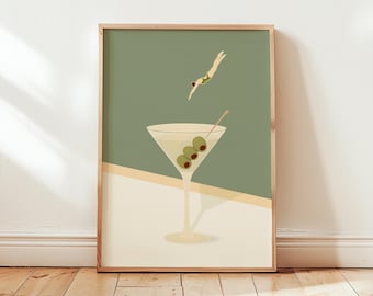 Dirty Martin Cocktail Print: Barwagen Küche Wandbild