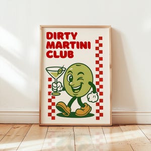 Dirty Martini Club Print, Cocktail Poster, Küchen Prints, Bar Warenkorb Print, Prost Druck, Retro Wandkunst, Martini Print, Wohnung Dekor