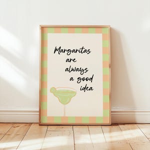 Impresión de cóctel margarita, póster de cóctel, impresiones de cocina, impresión de carrito de bar, impresión de saludos, arte mural de cocina, arte de cócteles, decoración de apartamentos