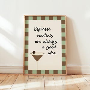Impresión de Espresso Martini, Póster de Cóctel, Impresiones de Cocina, Impresión de Carrito de Bar, Impresión de Saludos, Arte de Pared de Cocina, Arte de Cóctel, Decoración de Apartamentos
