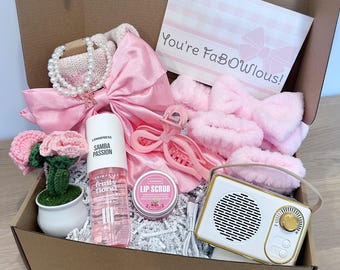 Bow Gift Box | Pink Aesthetic Self Care Set | Cute Gift for Her