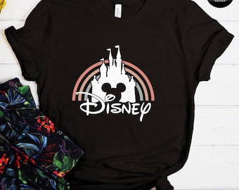 Disney Castle Shirt, Mickey Mouse T-Shirt, Retro Disney Tee, Magic Kingdom Shirt, Rainbow Disney Shirt