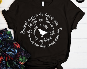 Blackbird T-Shirt, Beatles Song Shirt, Vintage Music Tee, Aesthetic Graphic Tee, Retro Lyric Shirt, Gift For Music Lovers, Trendy Band Tee