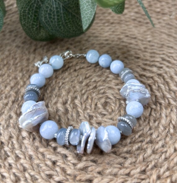 Boho Aquamarine Quartz Stones Bracelet