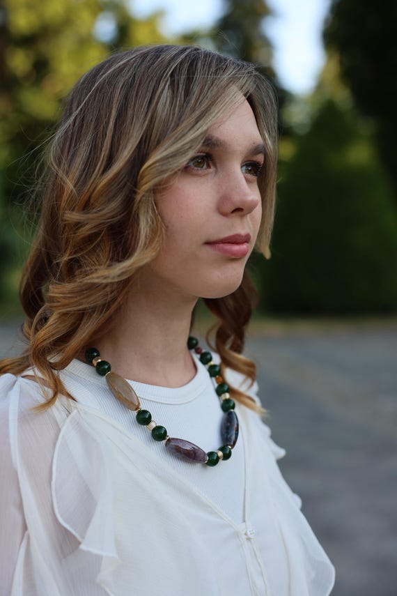 Forest Green Agate Necklace