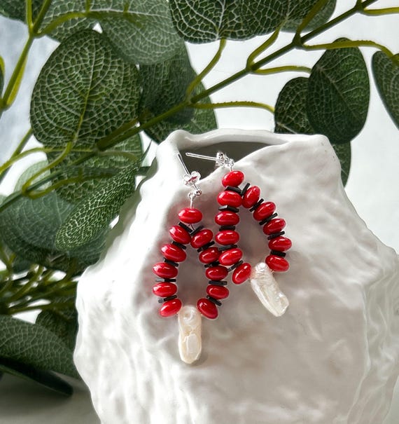 Red Statement Dangle Earrings, Long Bold Fashion Jewelry in Vibrant Red, Drop Earrings Modern Chic Accessory