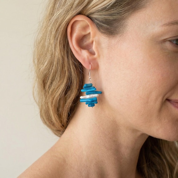 Blue coral summer earrings