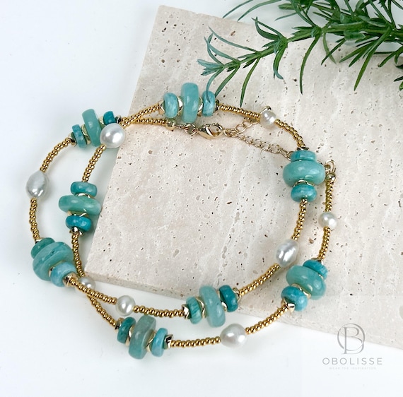 Mint Green summer bracelet with amazonite