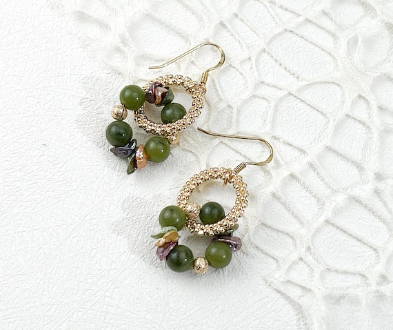 Green jade boho dangles