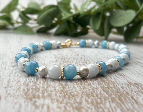 Delicate pastel blue gemstones choker