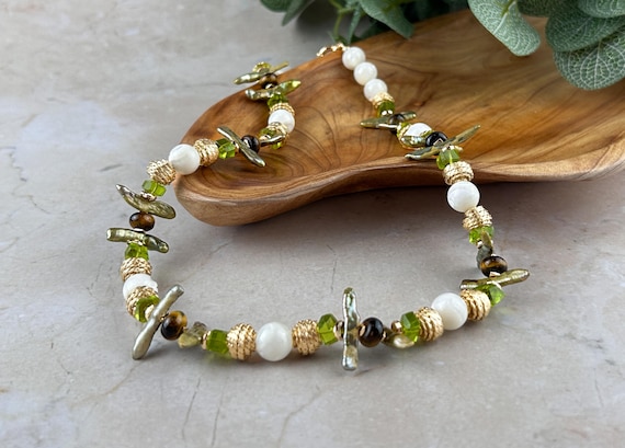 Olive green gemstone necklace