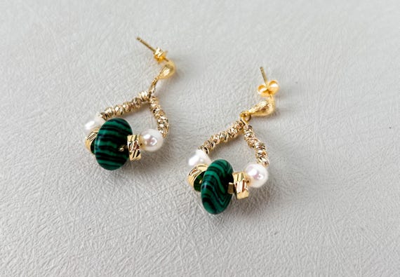 green stone   earrrings