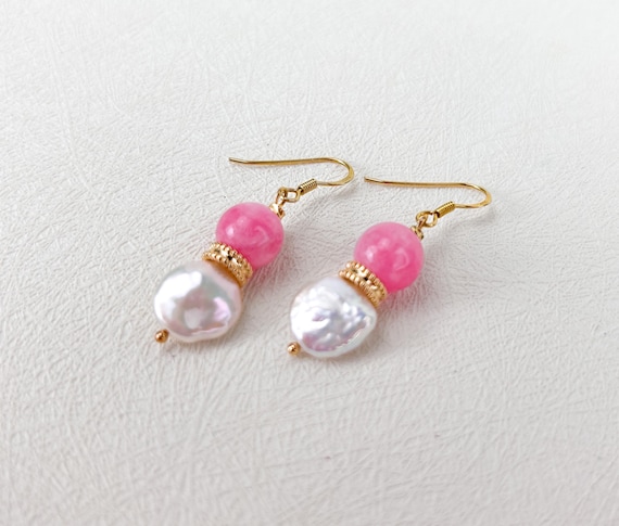 Pink gemstone dainty earrings