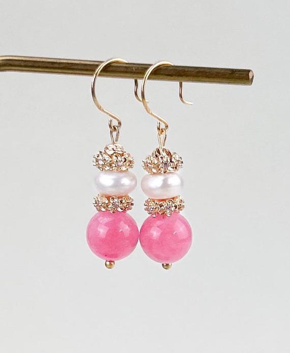 Pink gemstone earrings