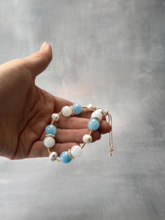 Handmade Gemstone Beaded Bracelet, Crystal Jewelry, Boho Stretch Bracelet, Natural Stone Bracelet, Yoga Meditation Jewelry, Gift for Her