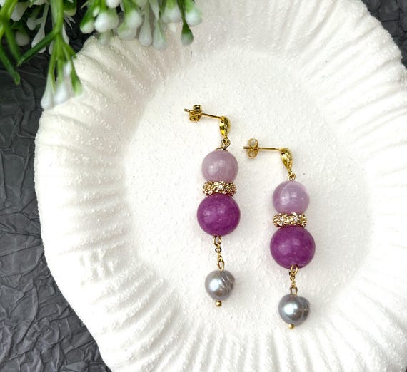 Dark pink boho earrings