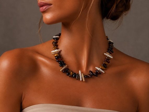 Tiger's eye gemstone  necklace