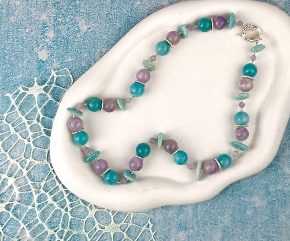 Delicate Amazonite  and Jade Boho Chocker