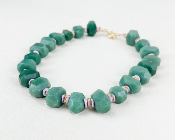 Chunky Choker with raw green stones